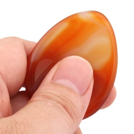 mookaitedecor Pack of 2 Natural Carnelian Crystal Thumb Worry Stones for Anxiety Stress Relief, Polished Oval Pocket Stones Palm Quartz Healing Crystal Gifts for Reiki Chakra Balancing