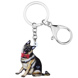 TIZURO Acrylic German Shepherd Keychains Puppy Pets Dog Animals Car Keys Keyring Novelty Jewelry For Women Bag Wallet Charms (Black)