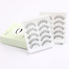 KFZR 10 Pairs False Eyelashes Lashes Natural Look Reusable Fake Eyelashes Handmade 3D Black (807)