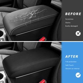 INTGET Car Center Console Armrest Cover for Subaru Outback/Legacy Accessories 2015 2016 2017 2018 2019 Leather Middle Console Arm Rest Box Lid Seat Cover Protector Cushion Saver (Black)