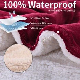 Waterproof Twin Size Blankets for Bed Intimacy 60'' x 80'', Love Stain Bed Cover for Couples Adults, Waterproof Reversible Mattress or Furniture Protector Large Size for Twin, Queen, King Beds(Red)