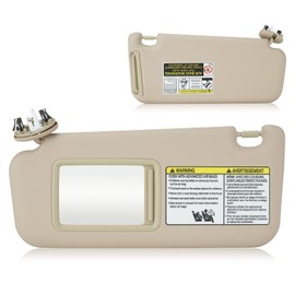 Sun Visor with Vanity Light for 2006-2013 Toyota RAV4, Left Driver Side Beige Sunvisor Replacement 74320-42501-B2