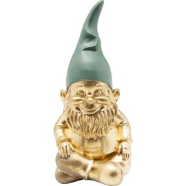 Kare Design Deco Figurine Zwerg Sitting, Gold, Green, Gnome, Dwarf Statue, Gift Idea, Table Decoration, Home Decor for Living Room, Bedroom, Hallway 19x9x9 cm (H/W/D)