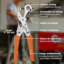 Perforadora de cinturones, 6 tamaños de agujeros múltiples,punzón para cuero,sacabocados para cuero SW-11209