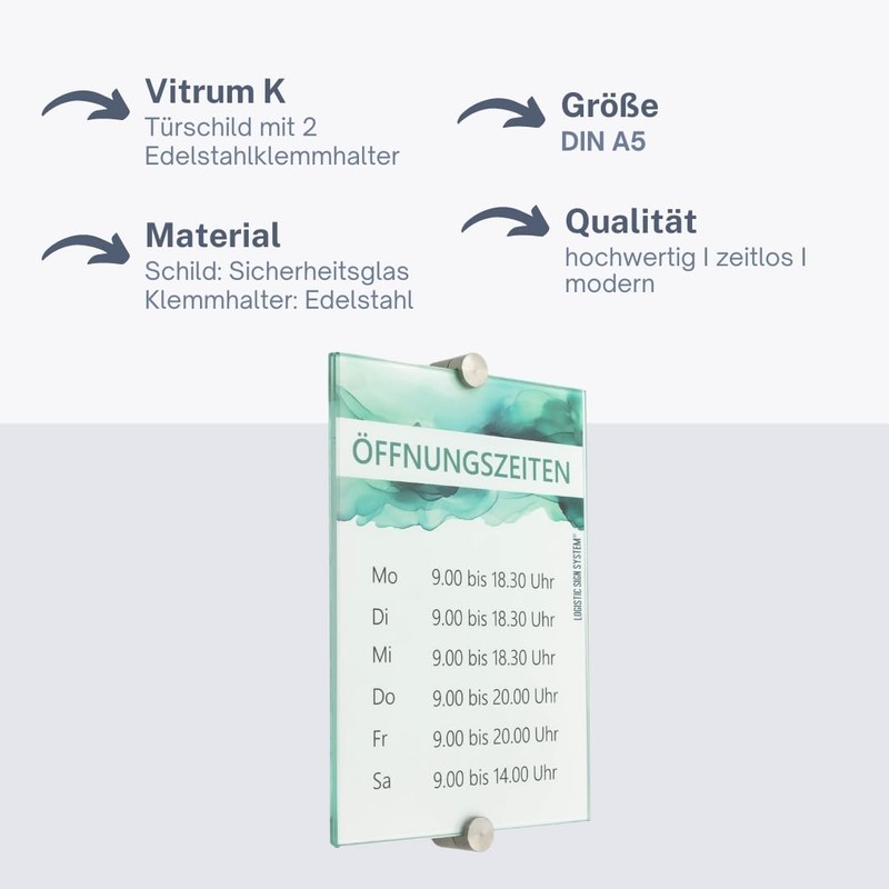 Logistic Sign System Glass Door Sign, Vitrum K2, Clamp Holder