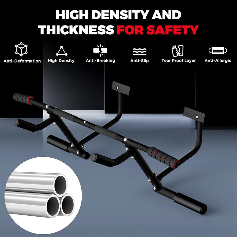 ONETWOFIT 2025 Upgrade Multi-Grip Pull Up Bar for Doorway -