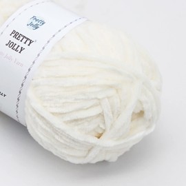 Pretty Jolly Soft Chenille Yarn Velvet Yarn Fancy Yarn for Crochet Weaving Crafts Blanket Yarn for Knitting Total 2 x 255m 2 x 150g Cream White