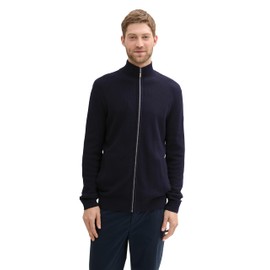 TOM TAILOR Men's Cotton Cardigan, 13160 - Knitted Navy Melange, XXL