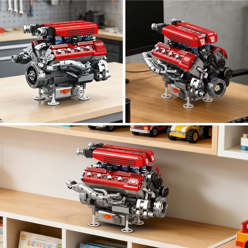 Reobrix V8 Engine Model Building Kit for Adults, V8 Engine