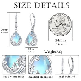 Aniu Butterfly Moonstone Earrings 925 Sterling Silver Butterfly Teardrop Drop Dangle Teardrop Earrings Jewelry Gift for Women Girls Birthday Mothers Day Gifts Jewelry