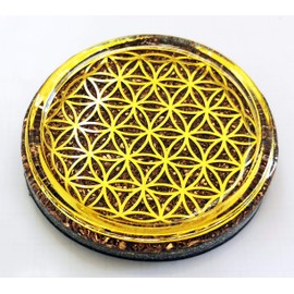 ORGONITE ORGONE 4" Flower of Life Coaster Water Charging Plate Reversible Dome