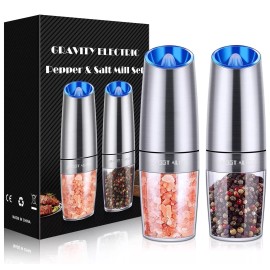 Sweet Alice Gravity Electric Pepper and Salt Grinder Set, Salt and Pepper Mill & Adjustab...