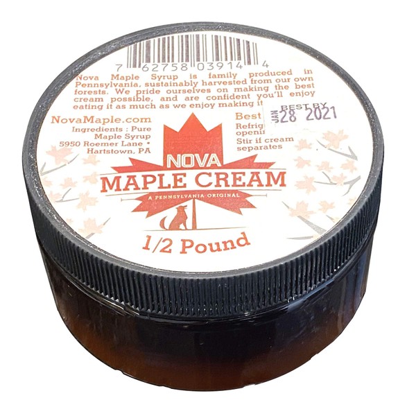 Nova Maple Cream - Pure Grade-A Maple Cream Butter Spread (1/2 Pound)