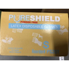 Pureshield Latex Gloves, Powder-Free, SMALL Natural Rubber Gloves 100/Box