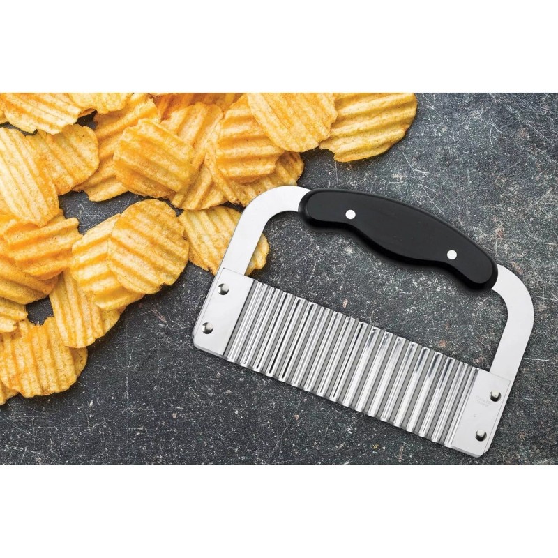 HIC Kitchen Crinkle-Cut Wave Slicer French Fry Vegetable Cutter, Stainless