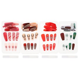 FOMIYES 96pcs False Nails Tips Fake Nails for Women Girls Christmas Theme Nail Art Kit Easy Application and Natural Look Random Style