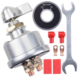 JINGKE 12-24 V Master Battery Disconnect Switch Battery Power Cut Isolator Killer for Car, Vehicle, RV and Marine(Aluminium Housing, On/Off)