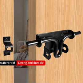 Door Latch, Stainless Steel, Robust Sliding Latch, Lockable for Cabinet Doors, Barn Doors, Sliding Doors, Garden Gates or Garage Doors (Black)