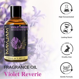 MAYJAM Violet Reverie Fragrance Oil Essential Oil, MAYJAM 3.38FL.OZ Violet Reverie Oil for Diffusers for Home, Long Lasting Scented Oils for Soap Candle Making - 100ML