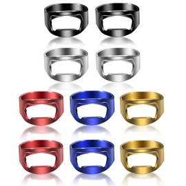 Boao 10 Pieces Ring Bottle Opener Stainless Steel Beer Finger Bottle Opener Colorful for Party Present Supplies(Black,Silver,Red, Yellow, Blue)