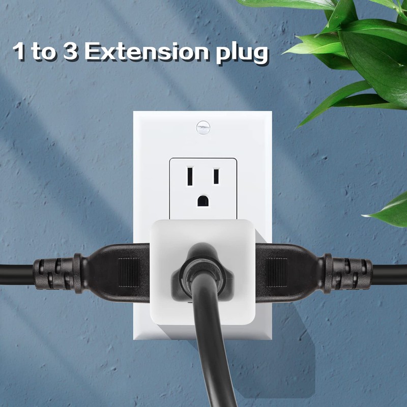 3 Outlet Wall Adapter Cube Tap, UL Listed 3 Prong