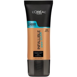 L'Oreal Paris Makeup Infallible Up to 24HR Pro-Glow Foundation, Creme Cafe, 1 fl oz.