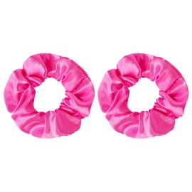 Satin Hot Pink Scrunchies 2 Pcs Hair Ties Scrunchies for Women Girls Hair Accessories Elastic Hair Ponytail Holder