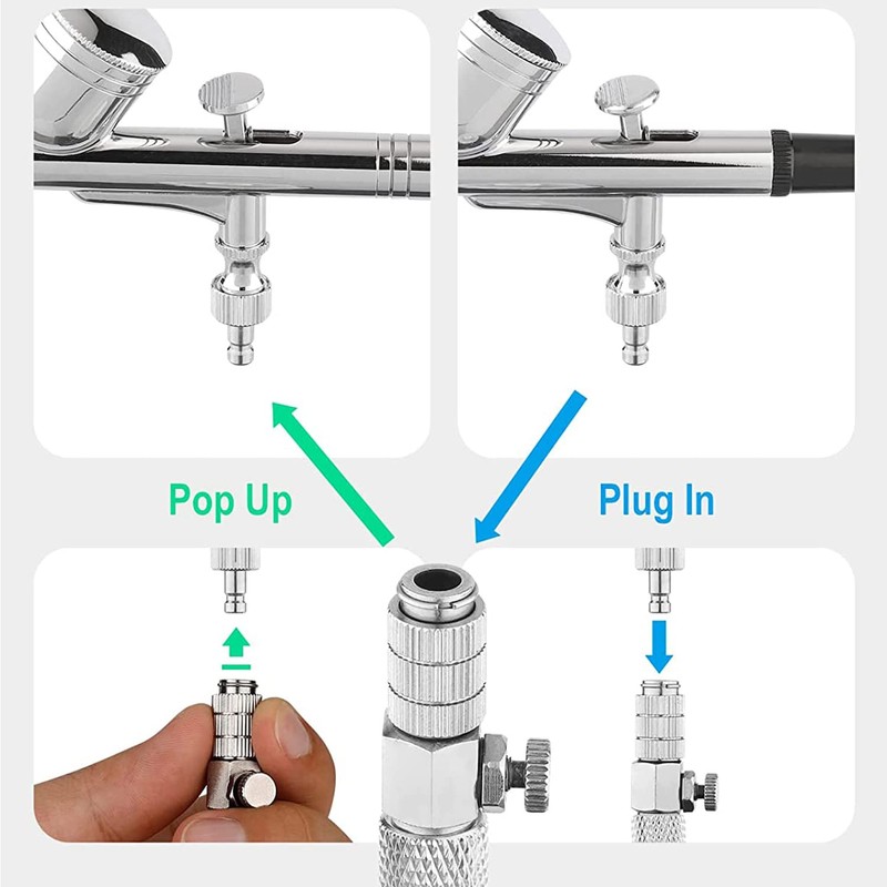 HUBEST 13pcs Multi-Size Airbrush Adapter with Adjustable Valve Metal Compressor