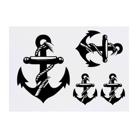 Azeeda 4 x 'Bootsanker' Temporäre Tattoos - Wasserfest, Hautfreundlich & Ungiftig · Transfers in Verschiedenen Größen (TO00074284)