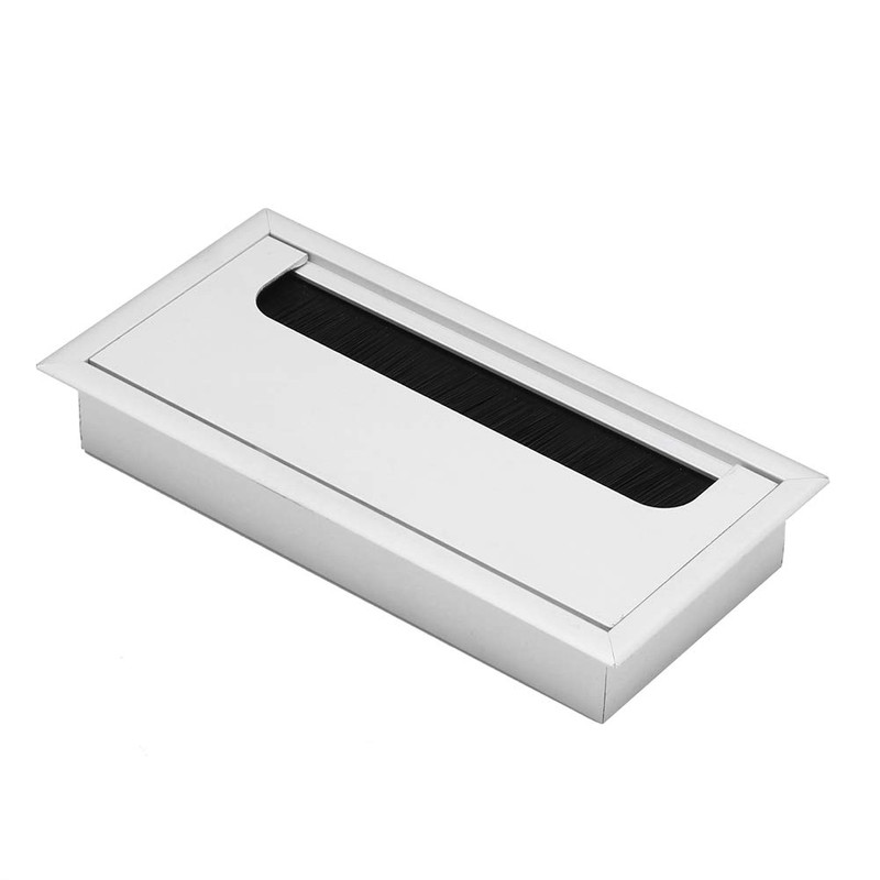 Desk Grommet, Square Cable Cover Aluminium Brush Plate for Computer