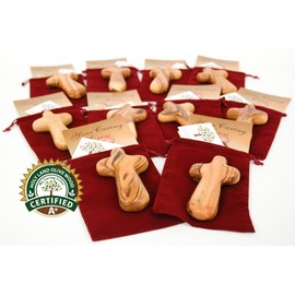 Certified Holy Land Olive Wood Caring/Holding Cross (10, Extra Large)