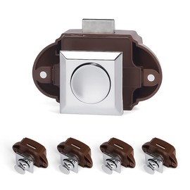 NAIERDI 5 Pack RV Drawer Latch Cabinet Locks Keyless, Push Button Latches for Cabinets Camper Car Motorhome Yacht Boat, Zinc Alloy Button, 26mm/1.02inch Cut Hole, Bright Chrome