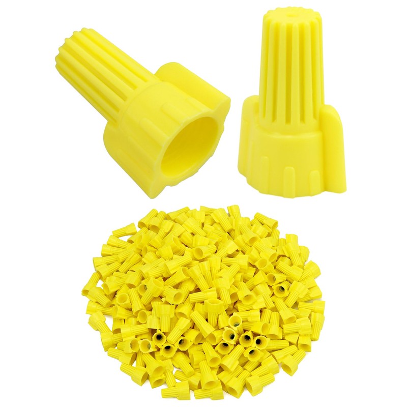 QWORK Yellow Winged Electrical Wire End Connectors Caps, 18-10 AWG,