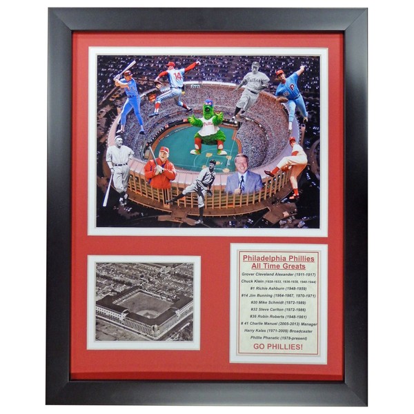 Legends Never Die MLB Philadelphia Phillies All-Time Greats Framed Photo Collage, 12" x 15"
