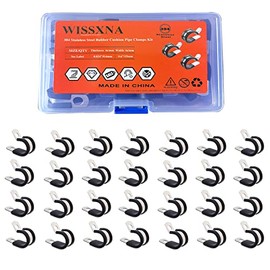 WISSXNA 3/8'' Wire Cable Clamps Set-Stainless Steel 304 Cushioned Loom Cable Rubber Insulated Clamps Assortment Kit For Tube, Pipe Or Wire Cord Installation(28PACK)