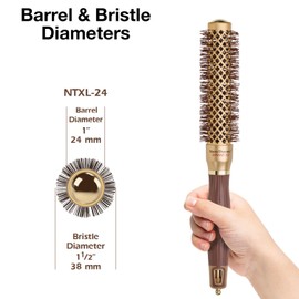 Olivia Garden NanoThermic Ceramic + Ion Speed XL Round Thermal Hair Brush - Not Electrical - Professional Blowout Brush for Normal to Thick Hair - 1"-Diameter Barrel - NTXL-24