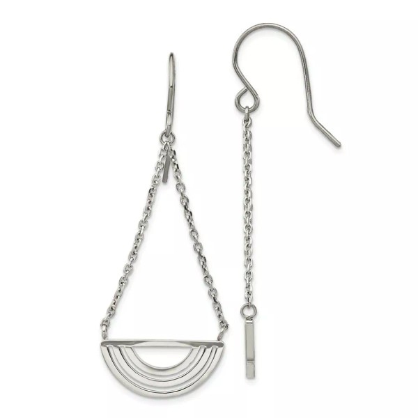 Chisel Stainless Steel Polished Dangle Shepherd Hook Earrings