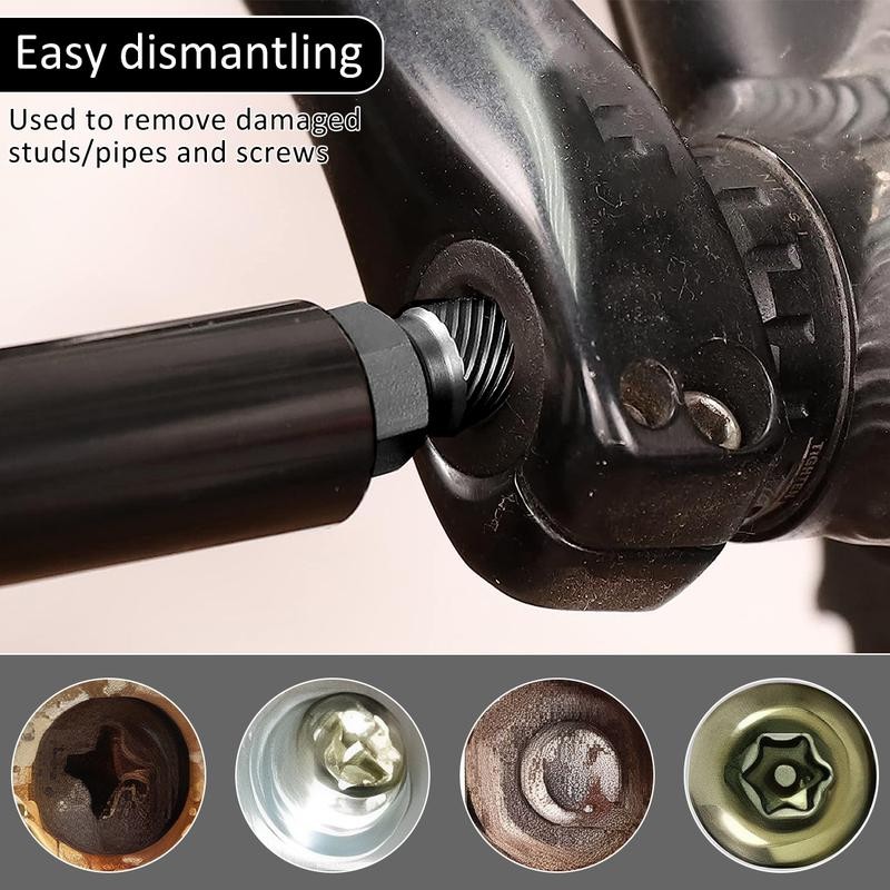 10Counts Screw Extractor Kit Alloy Steel Damaged Screw Remover Set