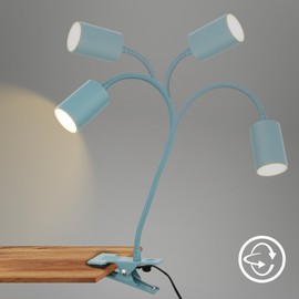 BRILONER - Desk Lamp with Cable Switch, Warm White Light Colour, Swivelling, Plug, Reading Lamp, Clamp Lamp, Bedside Lamp, Reading Light, Children, Office Lamp, 40 cm High, Blue