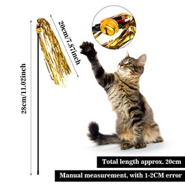 Cobee Interactive Wand Toy for Cats, Pack of 5 Kitten Toy Wand with Bell and Sound Paper for Indoor Charm Teaser, Colourful Band, Training Trainer and Kitten Catcher