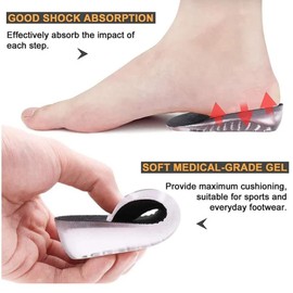 2 Pares Plantillas invisibles para aumentar la altura. Medias plantillas para absorción de golpes. Talón de elevación (Hombres 3.5cm)