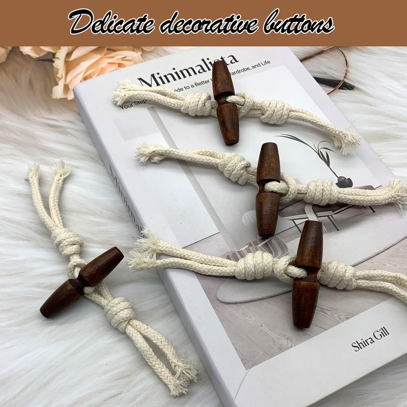 DHER 10 Pairs Leather Buttons Toggle Buttons Wooden Buttons Closure