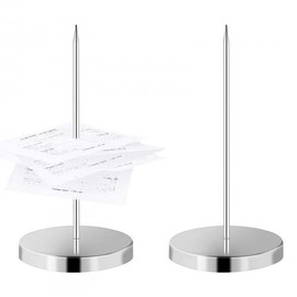 Vesaneae Pack of 2 note picks, receipt holder, receipt holder with round base, paper spike holder, desk receipt holder, stainless steel receipt holder for restaurants, bars, offices