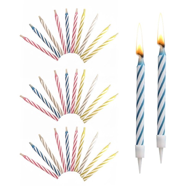 CHROMACRAFT 30-Piece Birthday Candles, Funny String Candles, Colourful Decorative Candles,