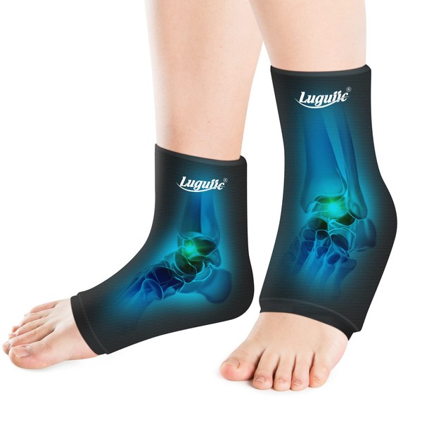 Luguiic Ankle Ice Pack Wrap for Injuries Reusable Gel Cold Pack for Achilles Tendon Injuries, Heels, Edema, Arch, Plantar Fasciitis, Sprained, Swelling, Gout, Bursitis, Postpartum Foot & Sore Feet Lx2