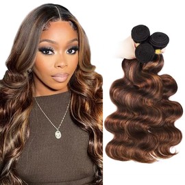 4/30 Human Hair Bundles Brown Body Wave Bundles 22 22 22 inch Highlight Bundle Human Hair Ombre Brown Bundle P4/30 Color
