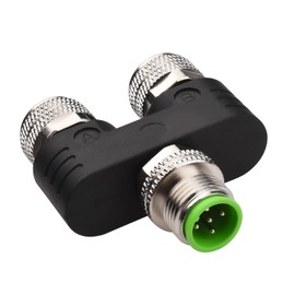 Lonlonty M12 5 Pin Aviation Wire Connector Male to Dual Female Y Connector, 12mm Industrial Circular Connector Outdoor Waterproof IP67