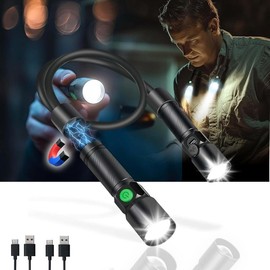 Hokolite LED Neck Light, 1800 Lumens Rechargeable Neck Flashlight with Magnetic Base, Detachable Neck Work Light with Zoomable Flashlight, Flexible Around Mechanic Neck Lamp for Car Repairing Reading Emergency - Quantity: 2 PACK