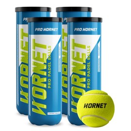 Pelotas de Padel Tenis - Pro Hornet Padel - Presurizadas - Rapidez, Rebote Preciso, Intensidad - Control y Balance - Alto Rendimiento en Torneos y Entrenamientos (4 Botes, 12 Pelotas)