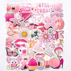 Cute Preppy Pink Stickers,50Pcs Waterproof Vinyl Aesthetic Girly Stickers for